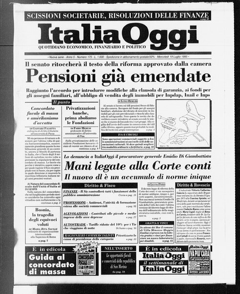 Italia oggi : quotidiano di economia finanza e politica